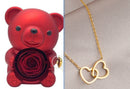 Rose Teddy Bear Jewelry Box With Necklace Gift