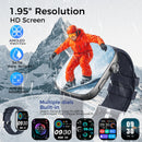 Smart Watch Bluetooth Call &1.95 HD Screen -Heart Rate SpO2 Sleep Monitor, 3ATM Waterproof Fitness Tracker For IoS Android