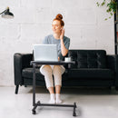 Silver Gray Computer Desk With Brake