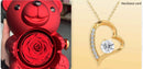 Rose Teddy Bear Jewelry Box With Necklace Gift