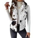 Printed Double-sided Plush Zip-up Cardigan