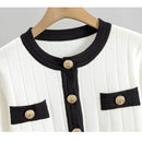 Women Knit Two Pieces Eleght Knitted Cardigan Coat Buttons Solid Colour Long Skirt Casual Suit Knitting Skirts Outfits