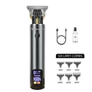 Rechargeable Hair Clipper with LCD Display Professional Metal Electricn Hair Trimmer and Beard Groomer for Men Barber Hair Cut