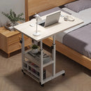 Mobile Laptop Desk w/ 4 Wheels, Dual Shelves. Height Adjustable, Space-Saving for Dorm Office Bedside. Sturdy Modern Design.