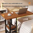 Mobile Laptop Desk w/ 4 Wheels, Dual Shelves. Height Adjustable, Space-Saving for Dorm Office Bedside. Sturdy Modern Design.