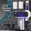 UV Sterilizing Tooth Cup No-Drill Toothbrush Sterilizer With Electric Drying Storage Rack For Organization